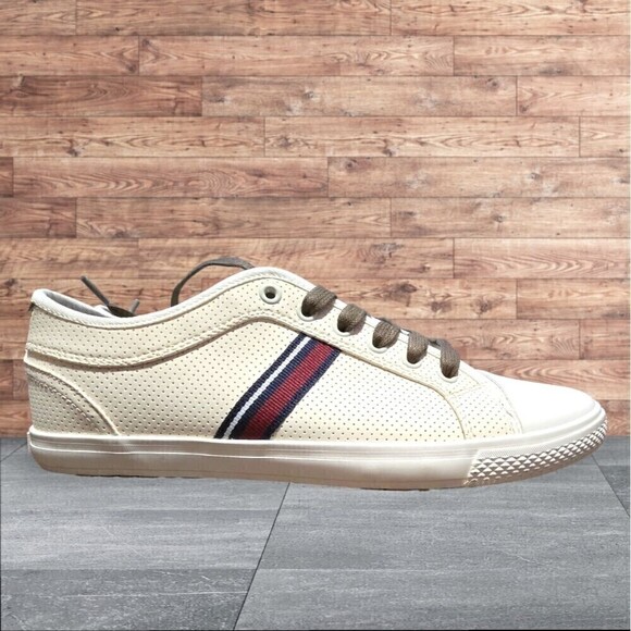 New Ben Sherman Madison Perforated Cream and White Sneakers 9 - Picture 2 of 7